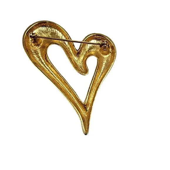Vintage Monet Heart Brooch Pin Gold Tone - Picture 2 of 2